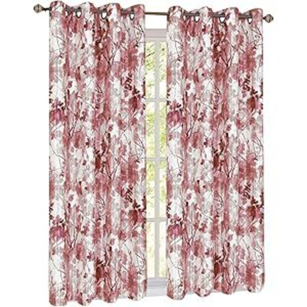 Collections Etc Tranquil Trees Insulated Curtain Panel Burgundy 50" x 63"